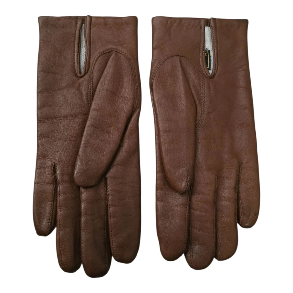 Kislav Made In France Vintage Cashmier Lined 100% Leather Gloves Size 7 1/2